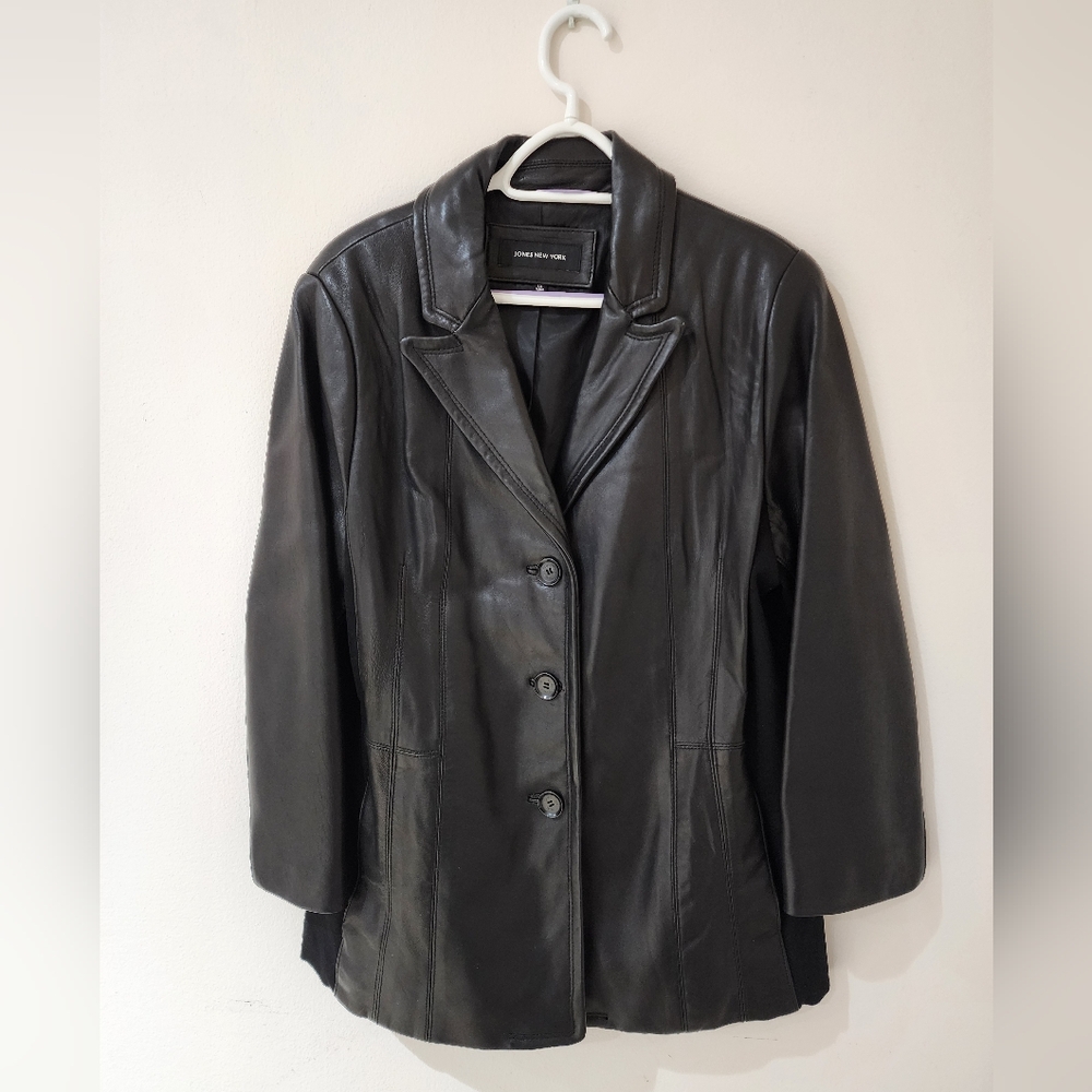 Women's Jones New York Leather Jacket Black Size 1X